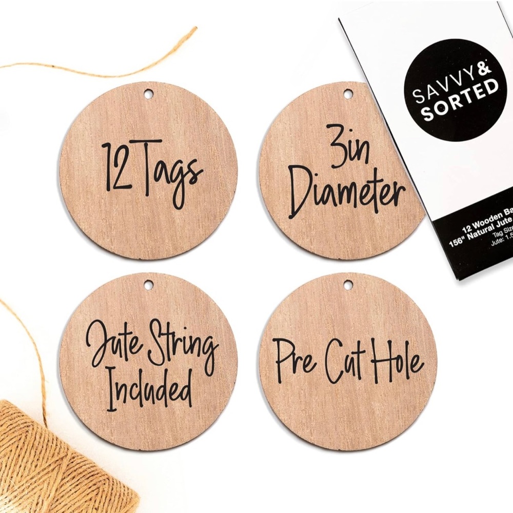 🔵5/$25🔵 NIB Savvy & Sorted 12 Wooden Basket Label Tags